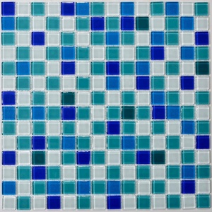 Color azul brillante <span class=keywords><strong>mar</strong></span> mosaico de vidrio piezas antideslizante piscina azulejos de mosaico - Product Image 2