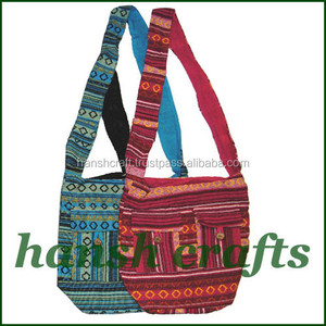 Eco Friendly Jhola Sling Indian Crossbody <b>Shoulder</b> Bag | Handmade Cotton Multipurpose Casual Travel Bag Adjustable <b>Strap</b> Durable - Product Image 2
