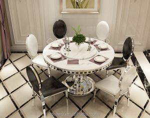 Mesa de comedor redonda de lujo moderna mesa de comedor superior de mármol conjunto con <span class=keywords><strong>Susan</strong></span> perezosa - Product Image 3