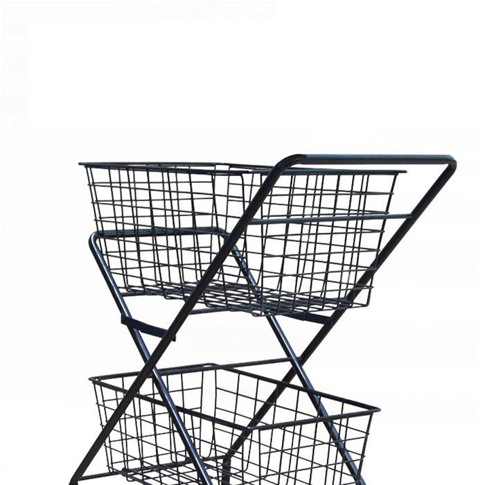 Портативная двухслойная складная тележка для покупок, тележка для теннисных мячей