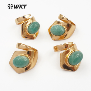 WT-R310 Wholesale Metal Electroplated Stone <strong>Ring</strong> Adjustable <strong>Rings</strong> Geometric Shape Elegant for <strong>Jade</strong> <strong>Rings</strong> - Product Image 3