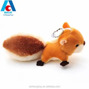 Gute Qualität benutzer definierte niedlichen orange Eichhörnchen Plüsch Spielzeug Schlüssel bund und Tasche Anhänger