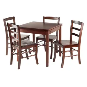 chinese new style luxury modern wooden 5 piece extension dining table set