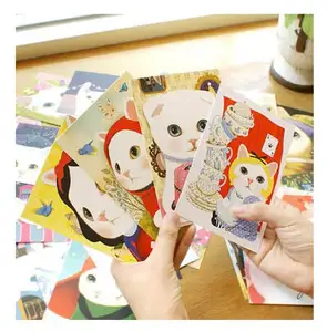 Винтажные милые почтовые открытки с кошками, Рождественская открытка с героями мультфильмов, поздравительная открытка, Подарочная открытка