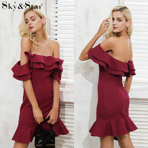 <span class=keywords><strong>Moda</strong></span> bodycon sexy de hombro backless vestidos de cóctel Partido de las mujeres vestidos - Product Image 1