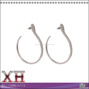 Grand Hoop boucles d'oreilles CZ hoops boucles d'oreilles Serpent CZ 925 <span class=keywords><strong>argent</strong></span> Creoles - Product Image 1