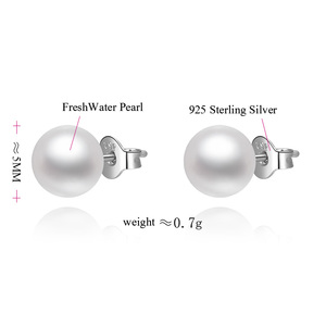POLIVA-<span class=keywords><strong>pendientes</strong></span> redondos de perlas de agua dulce para bebé, <span class=keywords><strong>pendientes</strong></span> clásicos de <span class=keywords><strong>Plata</strong></span> de Ley 925 con perlas de agua dulce para fiesta, 925 - Product Image 2