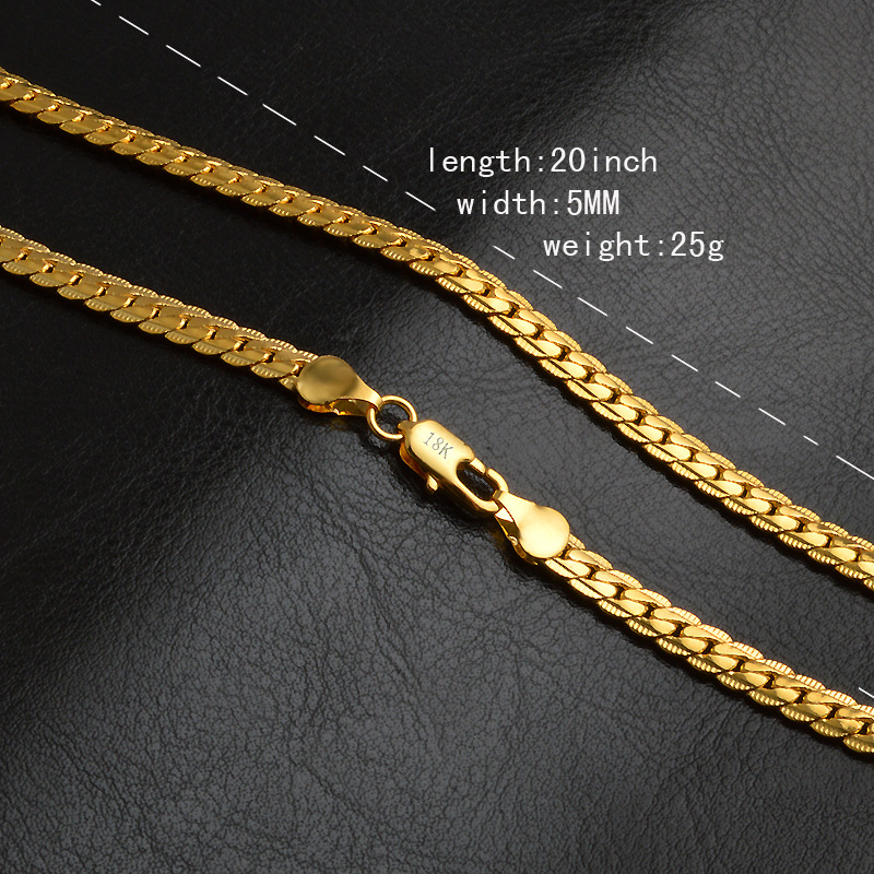 Hainon Wholesale Color 18k Gold Necklace 5mm 24inch for Men