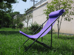 Silla de Playa <span class=keywords><strong>Plegable</strong></span> Portátil Ligera y Moderna con Tubo de Acero y Reposacabezas para Uso en Exteriores - Product Image 2