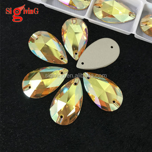 Belle couleur coudre sur cristal strass couleur soleil 17*28mm 3230 forme de goutte pour la fabrication de robes - Product Image 2