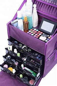 Truccatrice professionale 2 in 1 trenino per il trucco astuccio per cosmetici Organizer morbido Trolley/cassetti portaoggetti e fibbie in metallo - Product Image 5