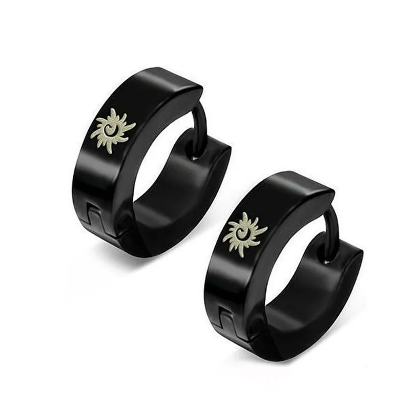 Благородные черные магнитные серьги-кольца из нержавеющей стали для мужчин