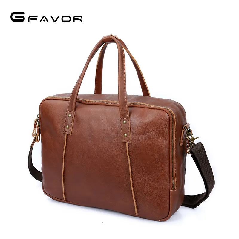 Designer genuine real vegetable leather Vintage Brands male Mens briefcase satchel tote message bag for men