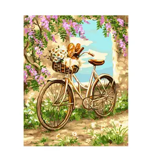 Chenistorie 99813 Abstract Schilderij Verf Op Nummer Kits Olieverf Fiets Foto Geen Lijst