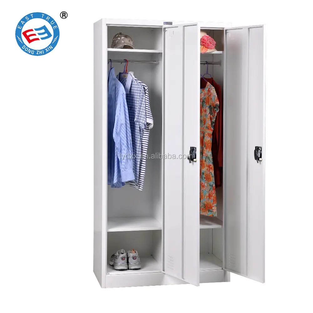 ตู้เก็บของโลหะ2ประตูตู้เก็บเสื้อผ้าตู้เก็บของตู้เสื้อผ้าตู้เก็บของโลหะพร้อมแท่งแขวน