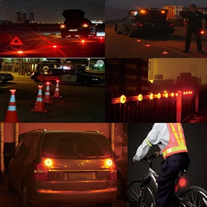 Kit de alarme recarregável de led, 6 unidades, equipamento de estrada, 16 led