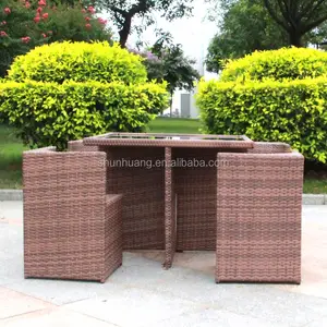 Sıcak satış hasır mobilya el yapımı açık yemek sandalyesi ve masa