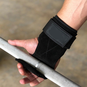 MKAS Ginástica Grip Fitness GYM Couro Deadlifts Grip Power Pads Apertos de mão <span class=keywords><strong>Pad</strong></span> levantamento de peso Heavy Duty Correias