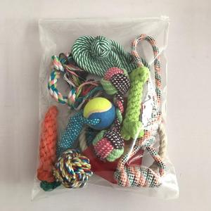 Özel kedi pet köpek çiğnemek oyuncak 10 paket seti top kauçuk pamuk ip gıcırtılı köpek oyuncak - Product Image 4