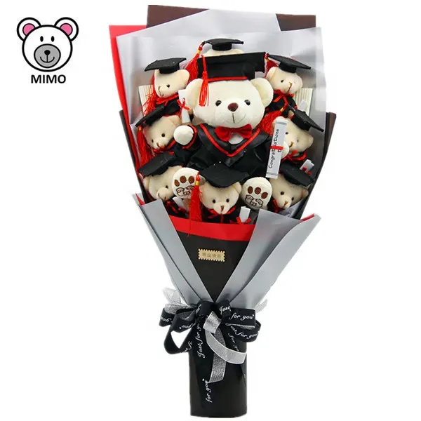 Adorable Soft Plush Toy Graduation Teddy Bear Flower Bouquet For Kids New Graduation Gift Cartoon Stuffed Teddy Bear Bouquet