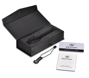 Reloj Benyar 5114 en Existencia, Compre Relojes en Línea, Reloj de Pulsera Cronógrafo de Cuero Negro para Hombre, Entrega al Día Siguiente, Relojes de Diseño para Hombre - Product Image 6