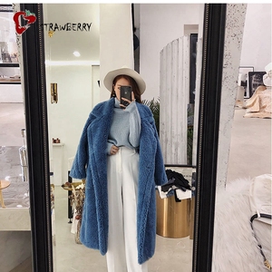 Giacca in Pelliccia Sintetica Teddy Bear Plus Size Blu e Marrone <span class=keywords><strong>Topshop</strong></span>, Cappotto Lungo in Pelliccia Mongola per Donna - Product Image 5
