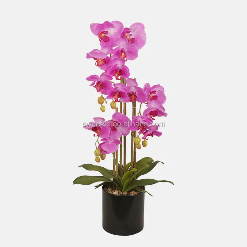 68cm wholesale lifelike artificial latex vanda orchids plants in pot fpr indoor decoration