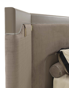 Современная двухъярусная кровать Daylight с изголовьем, серый велюр, размер Queen, массив березы - Product Image 5