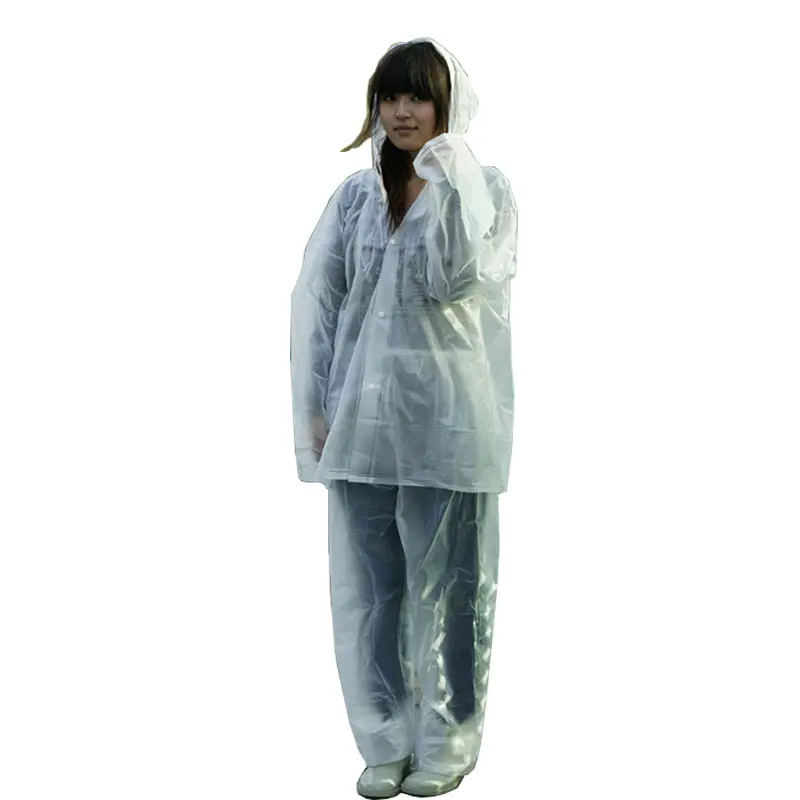 Combinaison de pluie transparente en pvc, plastique avec impression personnalisée, vente en gros, économique