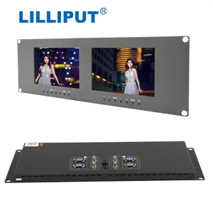 Lilliput 3U Çift VGA Rafa Monitör Çift 7 "LED arkadan aydınlatmalı Panel