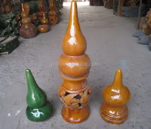 Material antigo vitrificado jardim gazebo telhado finials para venda