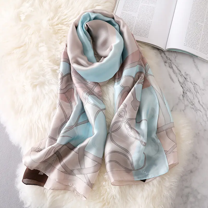 Foulard en soie à imprimé solide pour femmes, écharpe en mousseline de soie, grande taille, 4 couleurs, à la mode, vente en gros, 2019