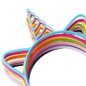 faixa principal chifre Suppliers-Atacado 9 cores unicórnio buzina plástico, cabeça para crianças festa moda elástico diy acessórios para cabelo