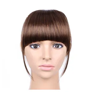 AliLeader Hot Sale Wholesale Silky Straight Front Neat Bangs Synthetic Clip In Hair Fringe Extension Fake Hair Fringe Piece