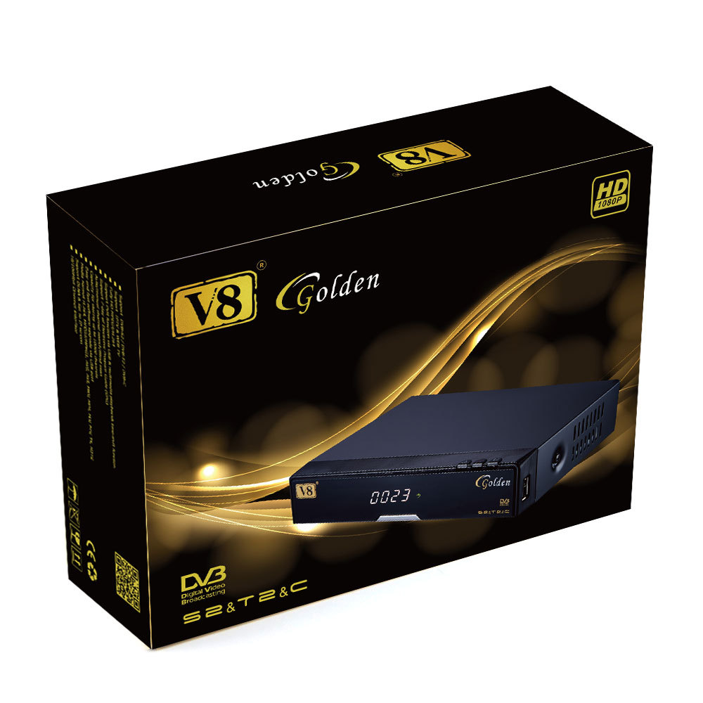 V8 de Oro DVB-S2/T2/C cable Receptor de Satélite tv soporte DLNA Youtube PowerVU decodificadores Biss Clave