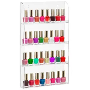 Factory Direct Sell Premium Quality Makeup Acrylic Wall Mounted Storage Organizer Display Stand Nail Polish Shelf Rack