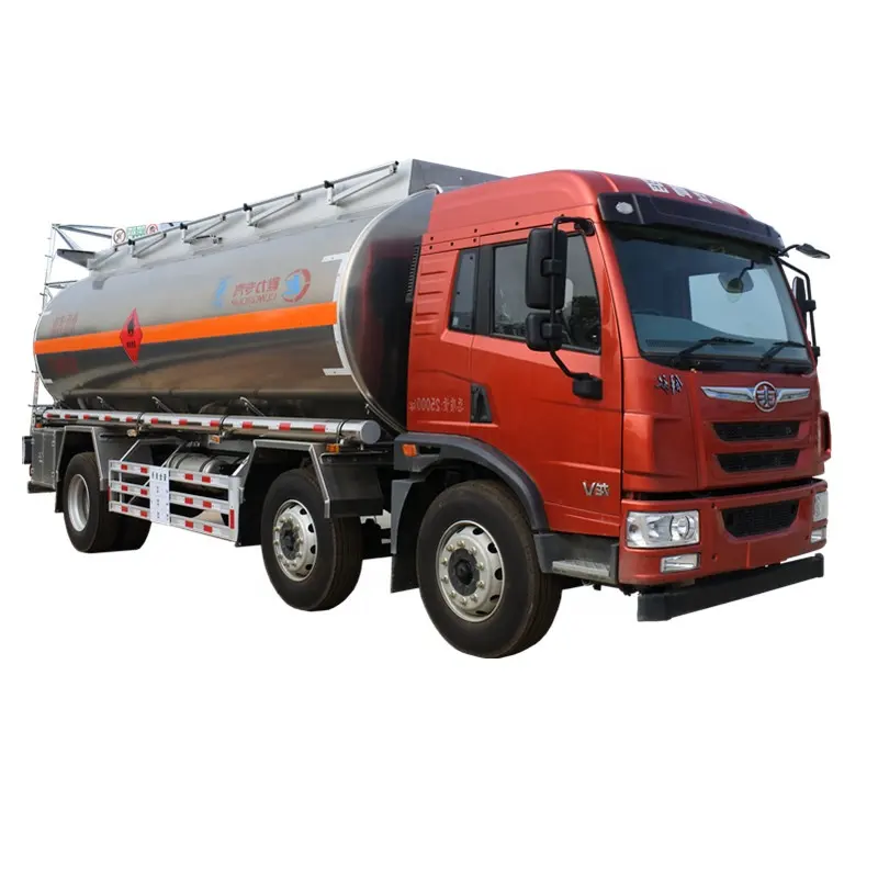 FAW 284HP 8X2 26M3 kapasiteli ağır alüminyum alaşımlı çelik petrol dağıtım tankeri kamyon fiyat