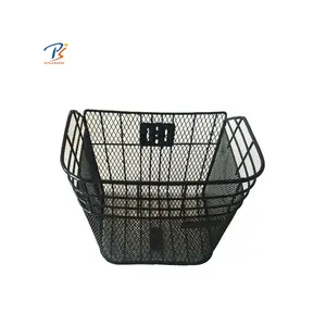 front steel bicycle basket with mounting bracket, black