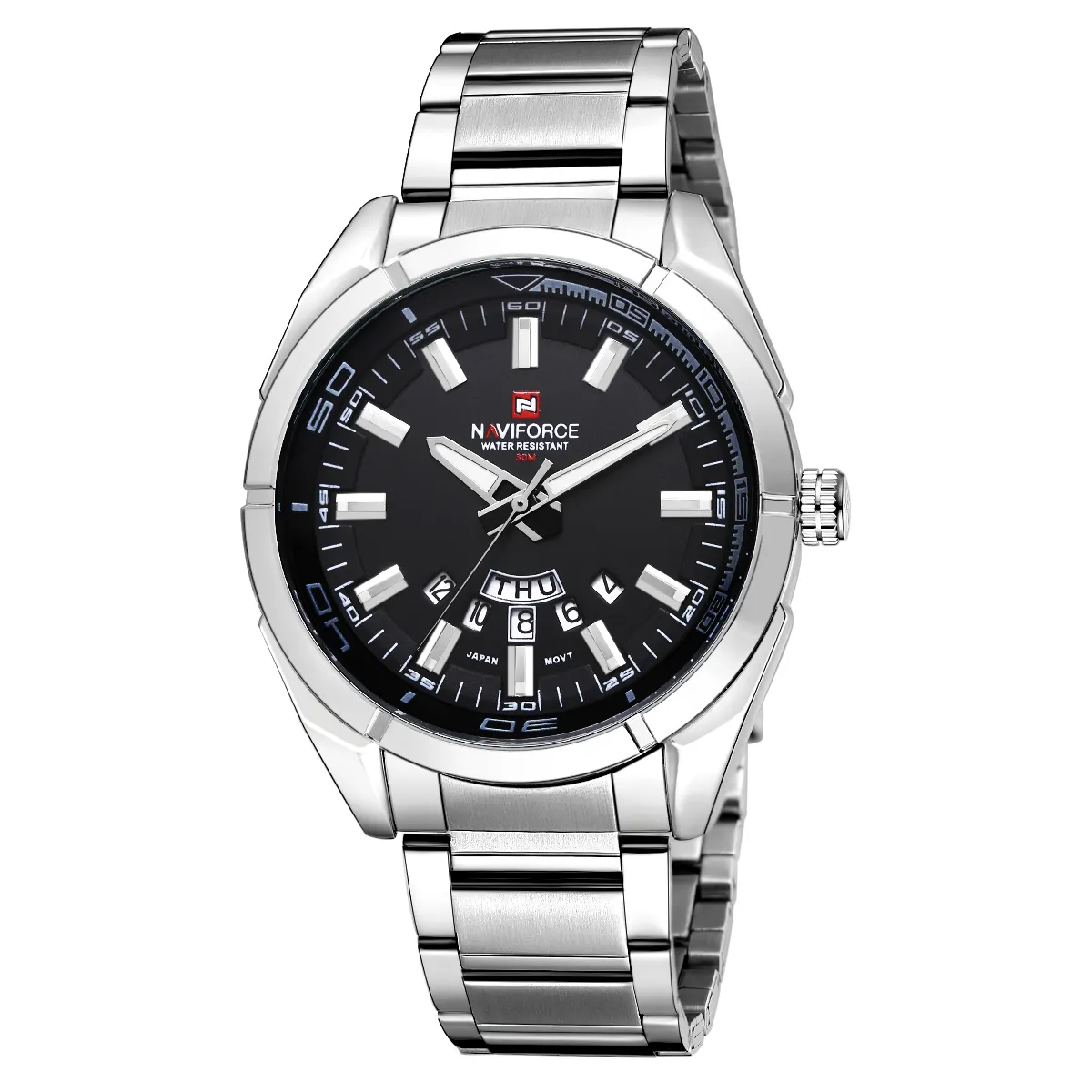 NAVIFORCE 9038 Men Watches Business Quartz Watch Men Stainless Steel Band 30M Waterproof Date Wristwatches Relogio Masculino