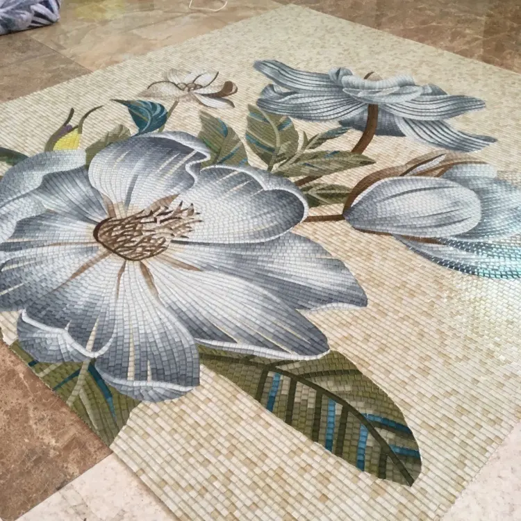 Cam mozaik sanatı mozaik çiçek desenleri mozaik DUVAR KAROLARI tasarımları