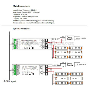 25A Single Channel 0 - 10 V Led Dimmer controller, <span class=keywords><strong>300</strong></span> w, 12 V 24 V dc, <span class=keywords><strong>Ce</strong></span>, Emc, Lvd, Rohs, 2 anos garantie - Product Image 4