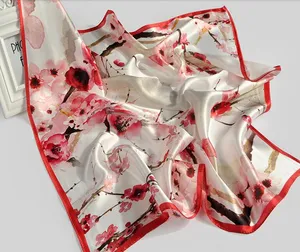 Bufanda de señora de seda pura cuadrada de Impresión Digital personalizada de alta gama, No MOQ