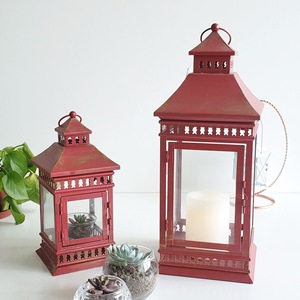 <span class=keywords><strong>Lot</strong></span> de 2 En Métal Fer Étage Paysage Carré <span class=keywords><strong>LED</strong></span> Lampe D'ouragan Antique lanterne de <span class=keywords><strong>bougie</strong></span> - Product Image 4