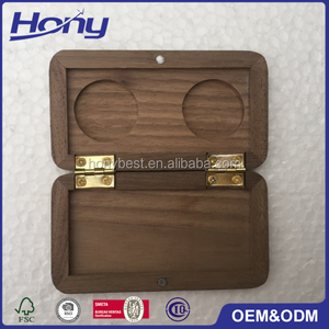 Gegraveerde Logo Houten Ambachtelijke Doos Kleine Zijn En Haar Zwarte Walnoot Ring Case Sieraden Dubbele Ring Houder Voor Huwelijksceremonie, Paar - Product Image 5