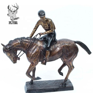 <span class=keywords><strong>Sculpture</strong></span> moderne en métal Bronze, Statue de cheval et de Jockey, signature pour décoration artistique - Product Image 4