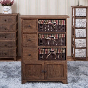 Recyclable Wooden Storage Cabinet <strong>Wicker</strong> Basket <strong>Drawers</strong> - Product Image 3