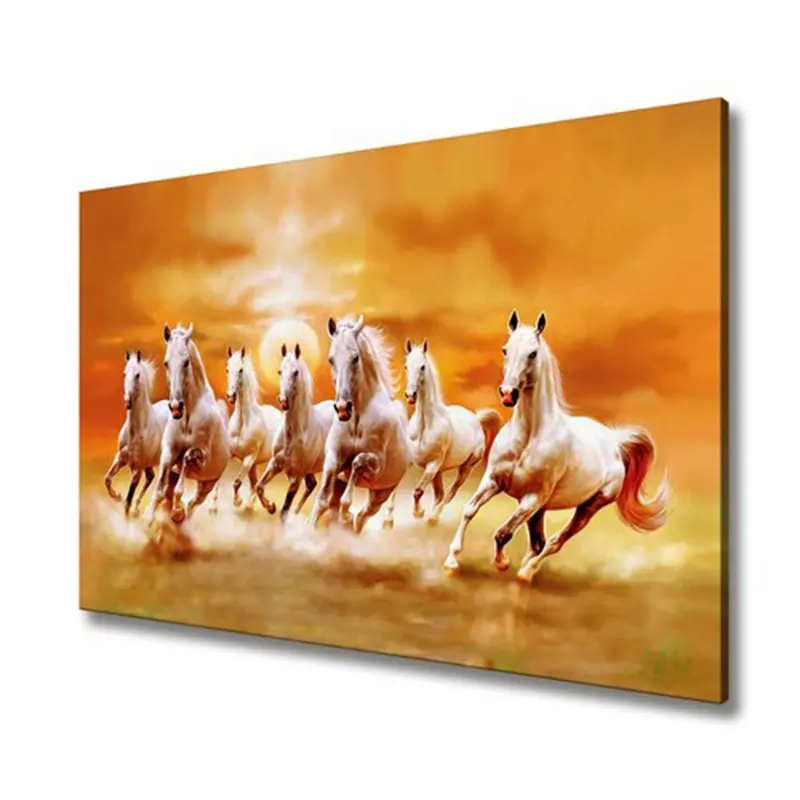 Lukisan Dinding Kanvas Cetak Digital 7 Kuda Lukisan Dinding Kuda Berlari Pada Matahari Terbenam Kanvas Seni Dinding untuk Dekorasi Ruang Tamu