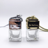 Diffuseur de parfum carré UV vide en verre doré/argenté pour voiture avec bouchon en bois
