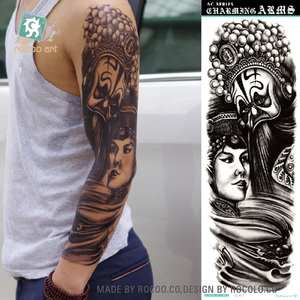 AC-033/Impermeabile Extra Large Nero Tatuaggi Temporanei Autoadesivi del Tatuaggio Body Art, Pieno Braccio, opera di 6 "X 18" - Product Image 2