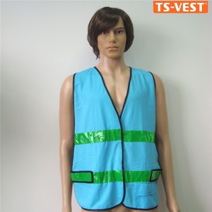 de trabajo desgaste vis tejido de fibra de carbono verde <span class=keywords><strong>banda</strong></span> reflectante <span class=keywords><strong>azul</strong></span> de advertencia de poliéster chaleco - Product Image 1
